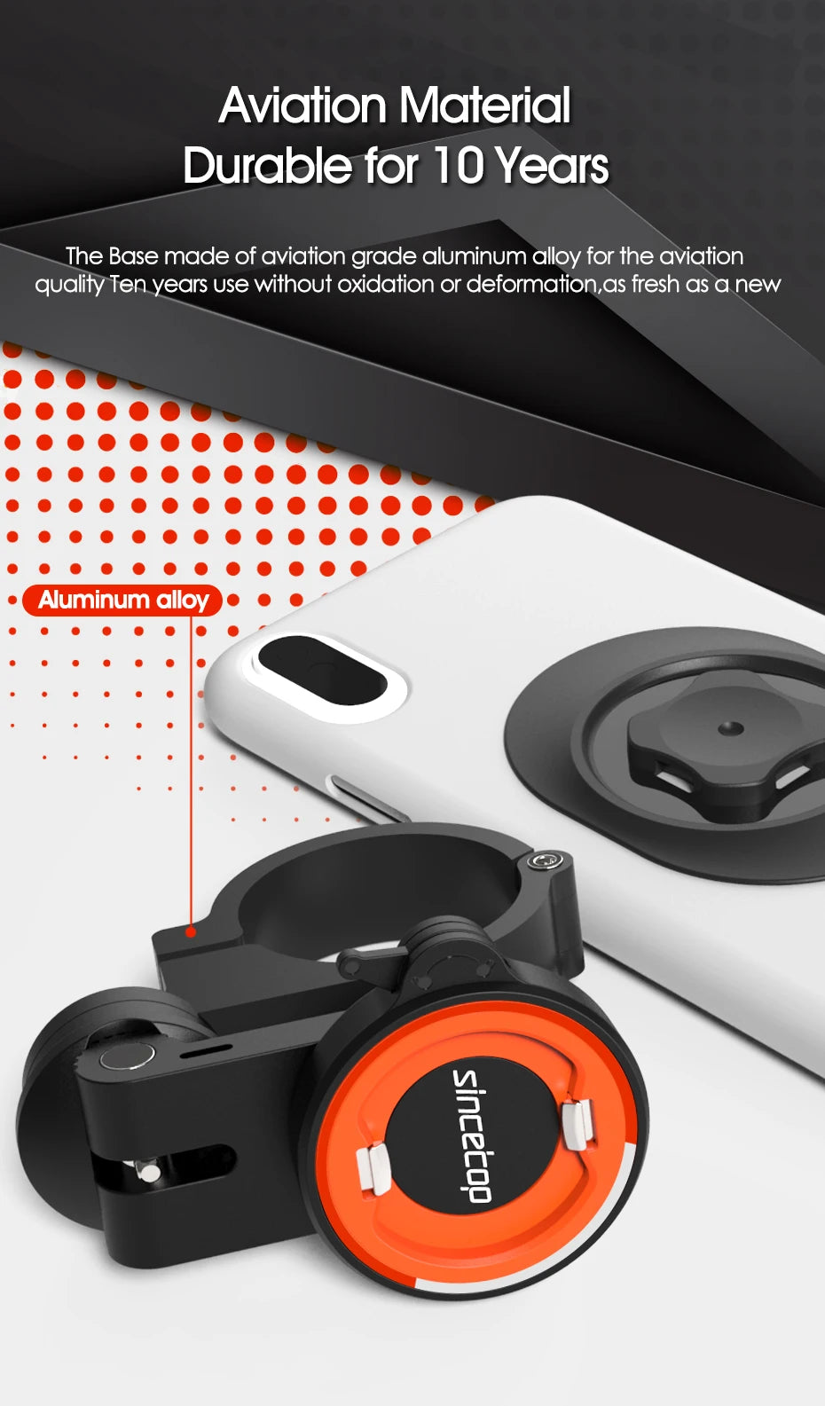 SINCE TOP Universal Motorcycle and Bike Phone Mount with 360° Rotation