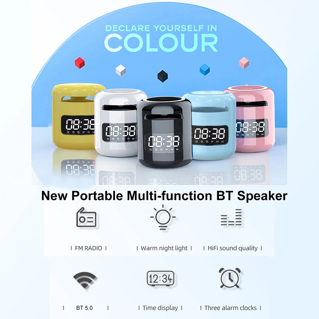 Lefon JM01 Portable Bluetooth Speaker & Alarm Clock Night Light FM Radio
