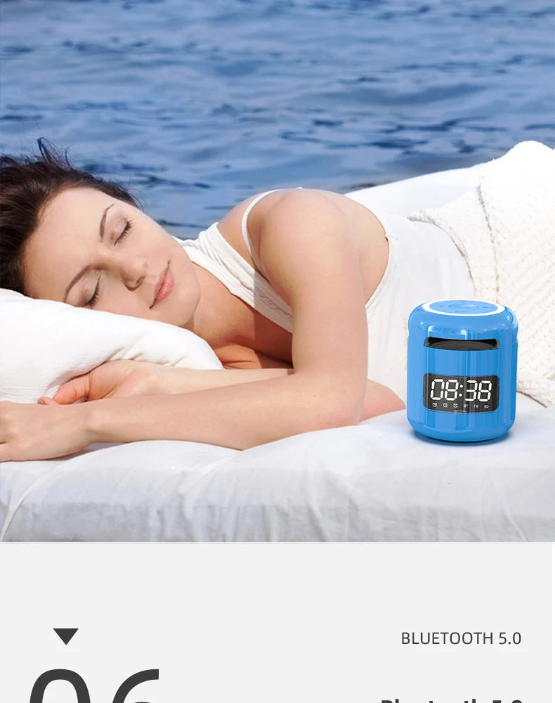 Lefon JM01 Portable Bluetooth Speaker & Alarm Clock Night Light FM Radio