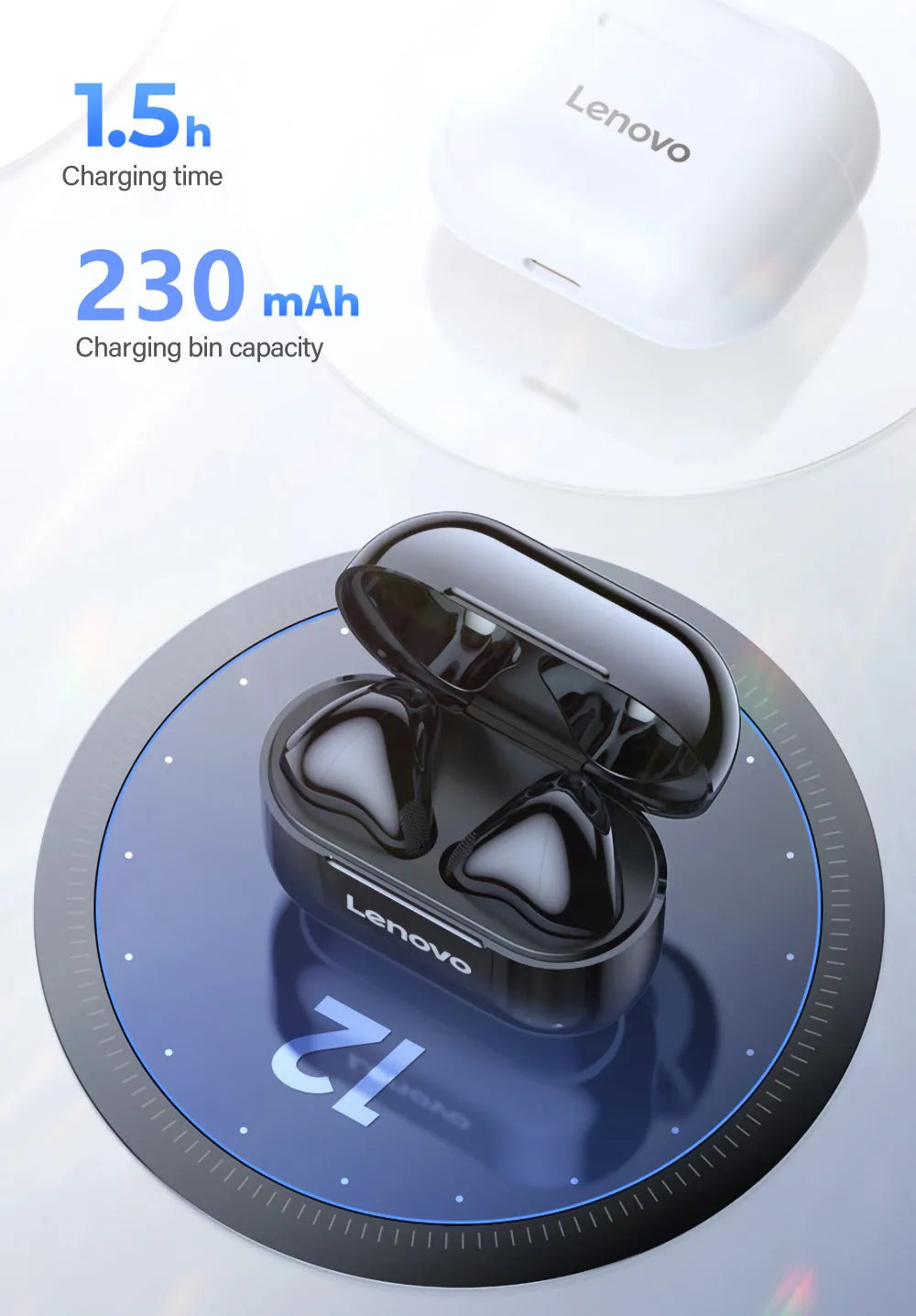 Lenovo LP40 True Wireless Earbuds with Waterproof Charging Case