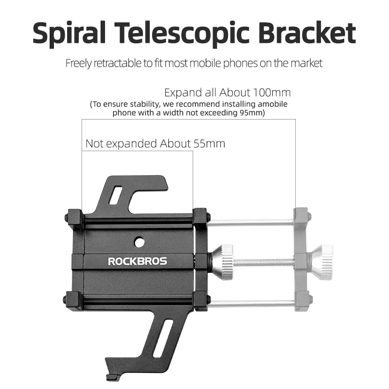 ROCKBROS CNC Aluminum Bike Phone Holder | 5-Claw Mechanical 360° | Motorcycle Bicycle Mount