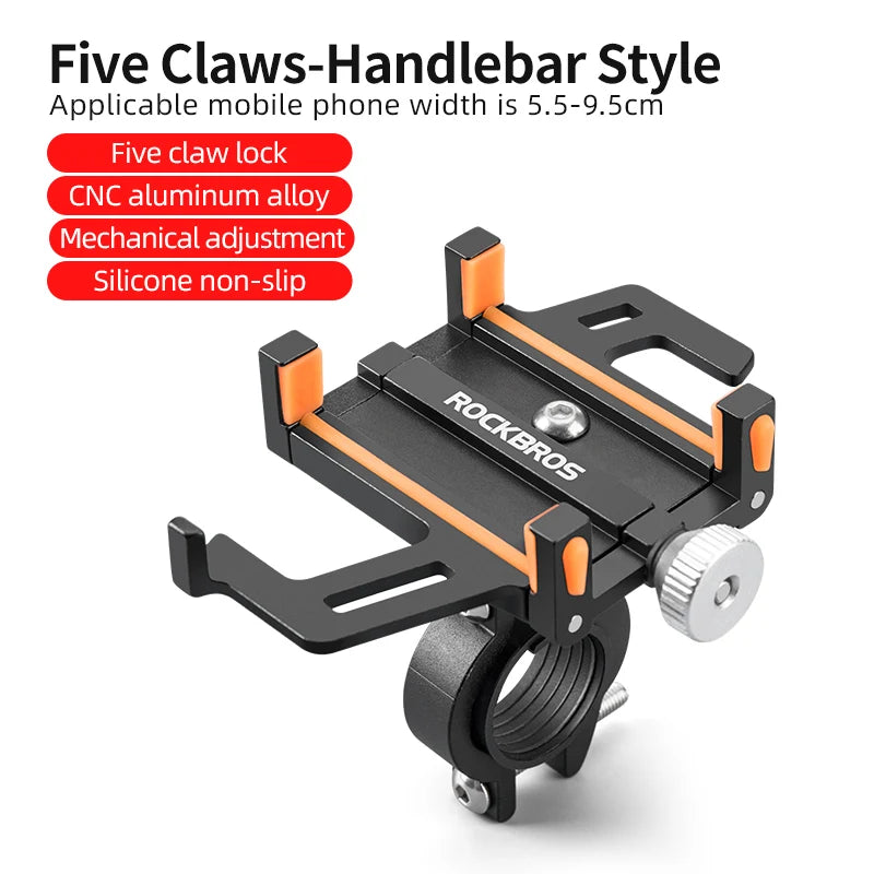 ROCKBROS Bike Phone Holder – Aluminum 360° Rotation Mount 2000g Load
