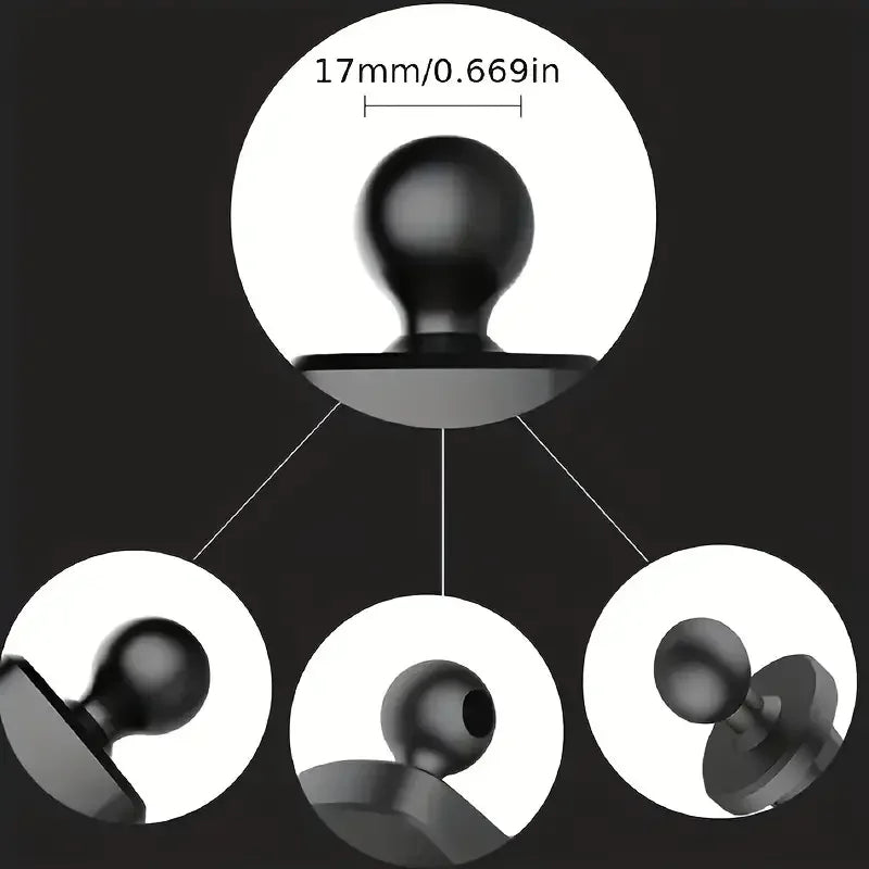 Car Phone Holder Base – 17mm Ball Head Dashboard Suction & Air Vent Mount