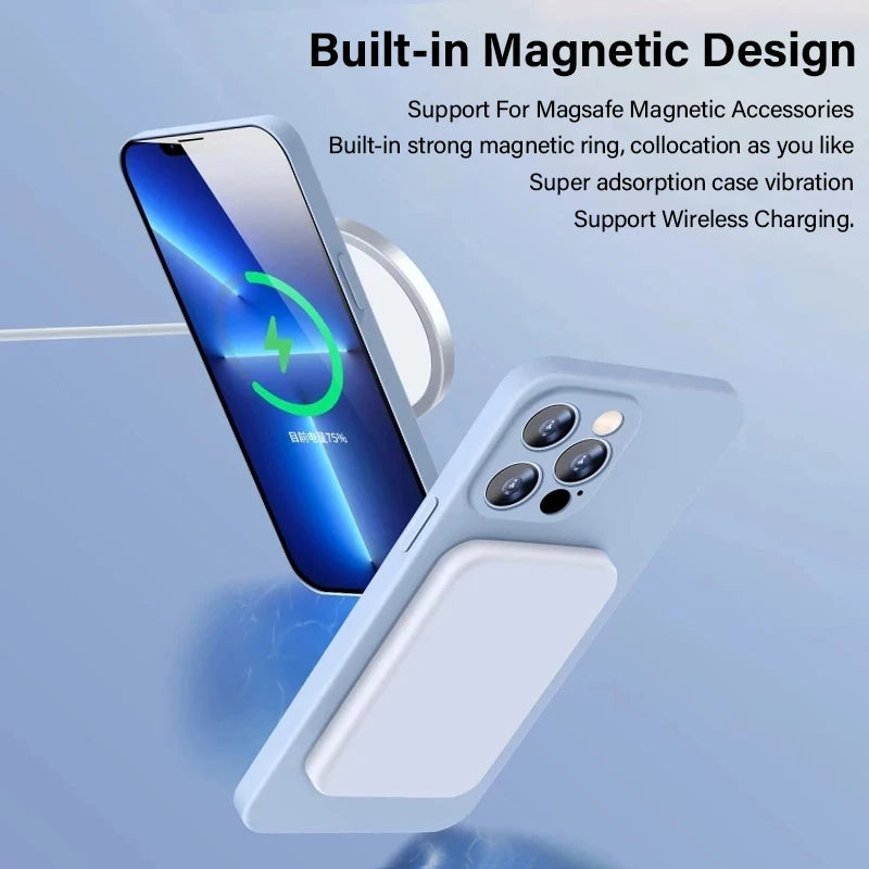 keai MagSafe Liquid Silicone iPhone Case | Magnetic Wireless Charging Cover iPhone 15–8 XR XS X