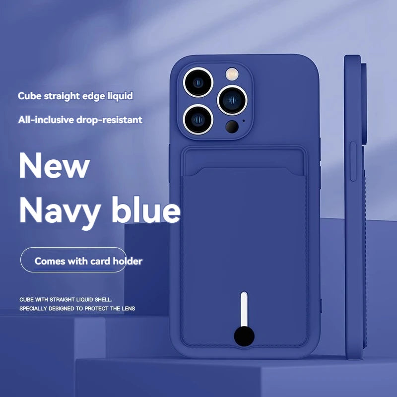Clear TPU Phone Case with Card Slot iPhone 11-16 Pro Max