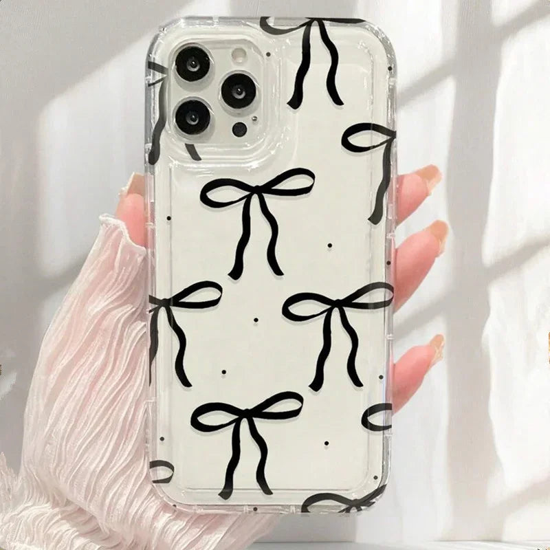 Soft Pink Heart Bow Clear iPhone Case for Women