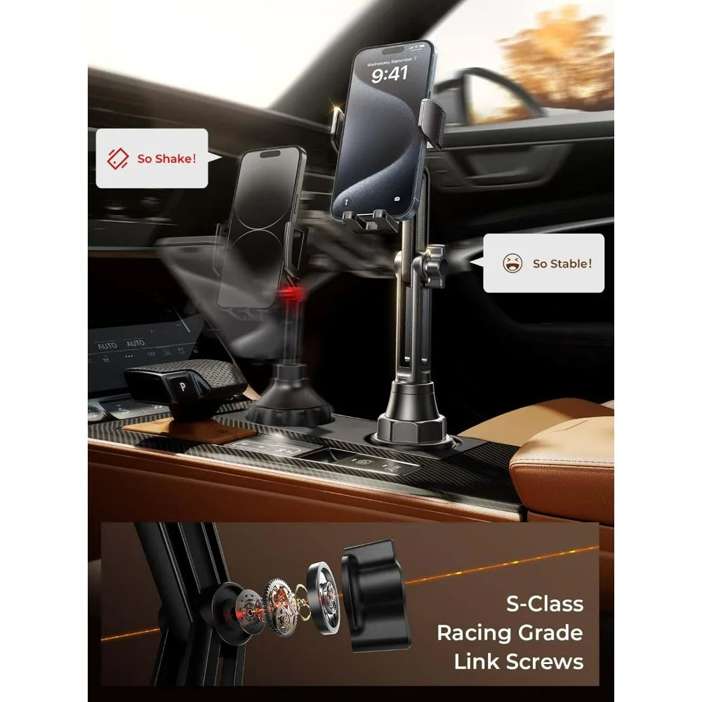 Cup Holder Phone Mount for Car & Golf Cart, 360-Degree Rotating