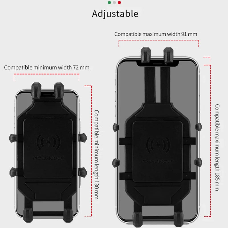 MOTOWOLF Motorcycle Wireless Charging Phone Mount – 3.0 Quick Charge GPS Holder