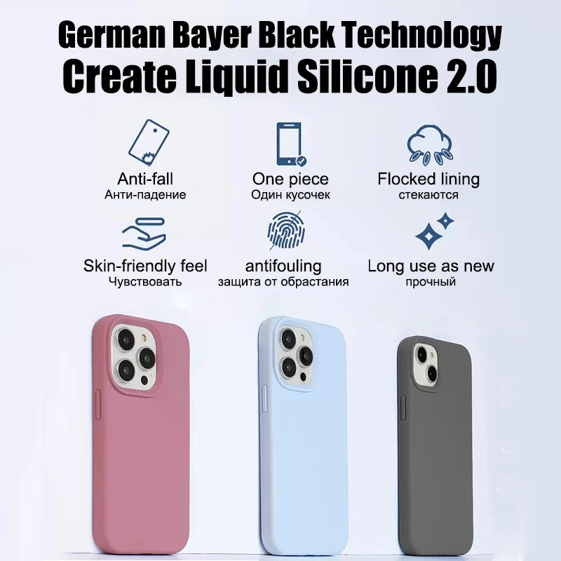 keai Original Liquid Silicone iPhone Case | Shockproof Anti-Scratch Cover iPhone 15–11 Pro Max Plus