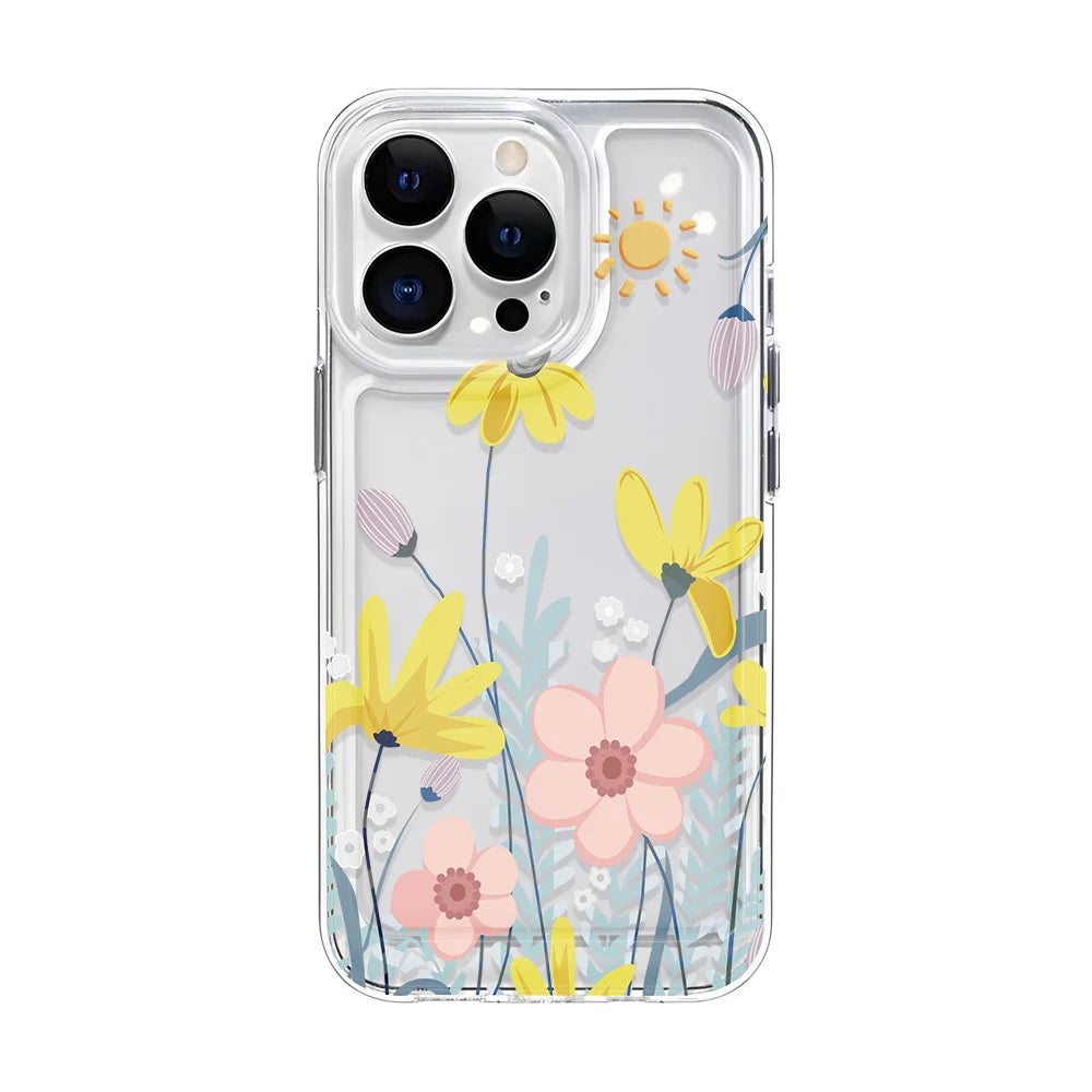 Floral Clear iPhone Case - Shockproof Silicone Bumper for iPhone