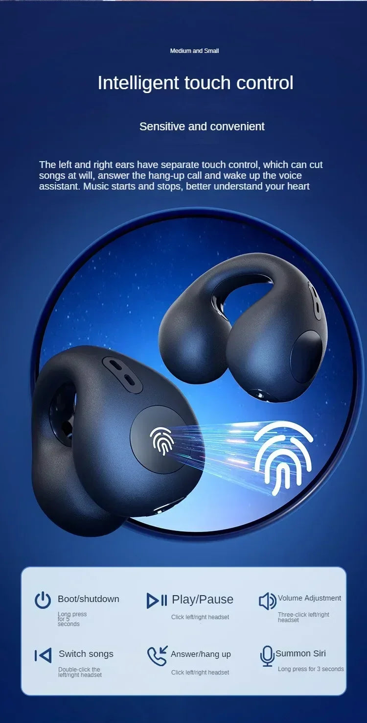 ZONGJI Wireless Ear Hook Earphones - Active Noise Cancellation Headsets