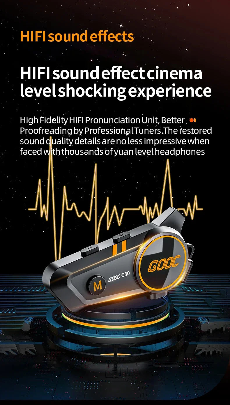 VELEV C50 Waterproof Bluetooth Motorcycle Helmet Headset — waterproof motorcycle helmet headset