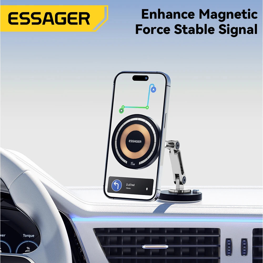 ESSAGER ES-ZJ25 Magnetic Wireless Car Charger Holder 15W | MagSafe Mount iPhone 15 14 13 Pro Max