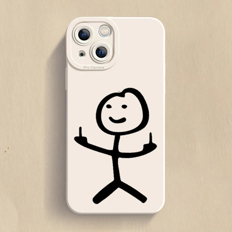 Cartoon Matchman iPhone Case | Funny Cute Matte TPU Shockproof Cover iPhone 15–7 XR XS SE