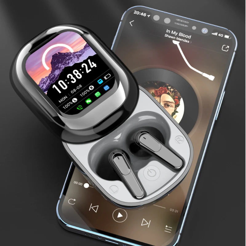 ANC Bluetooth Earphones - Noise Cancelling, Touch Screen Case & Long Battery Life