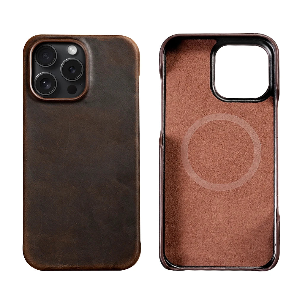 LANGSIDI Full Grain Leather MagSafe Case for iPhone 15 Pro Max & 16
