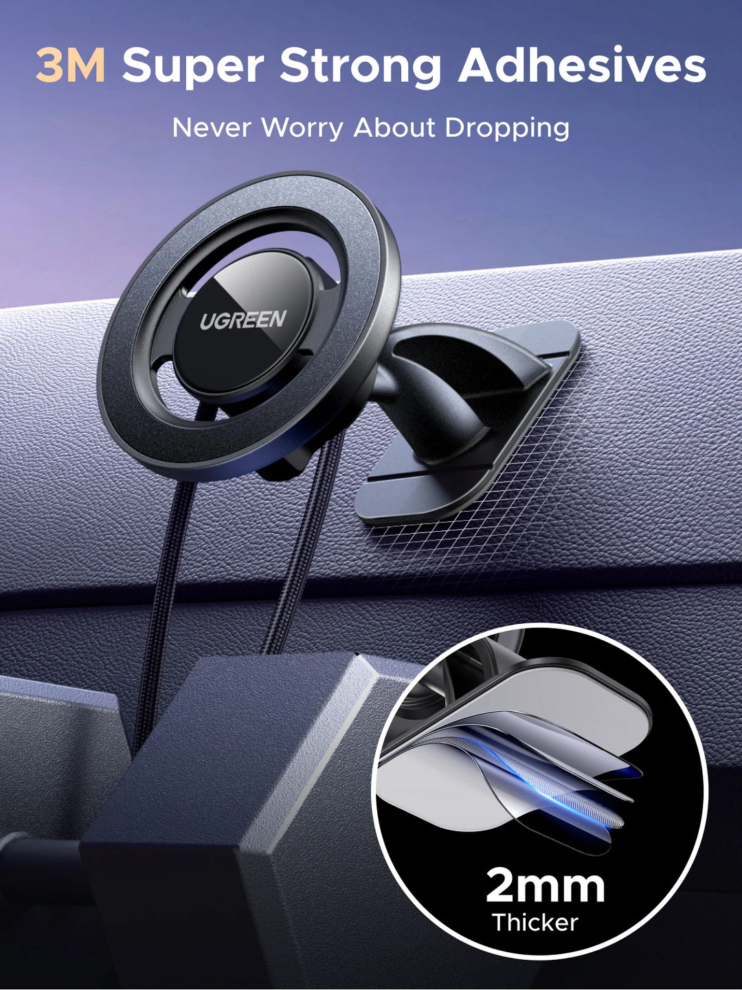 UGREEN Magnetic Car Phone Holder – 2-in-1 360° MagSafe Mount LP986