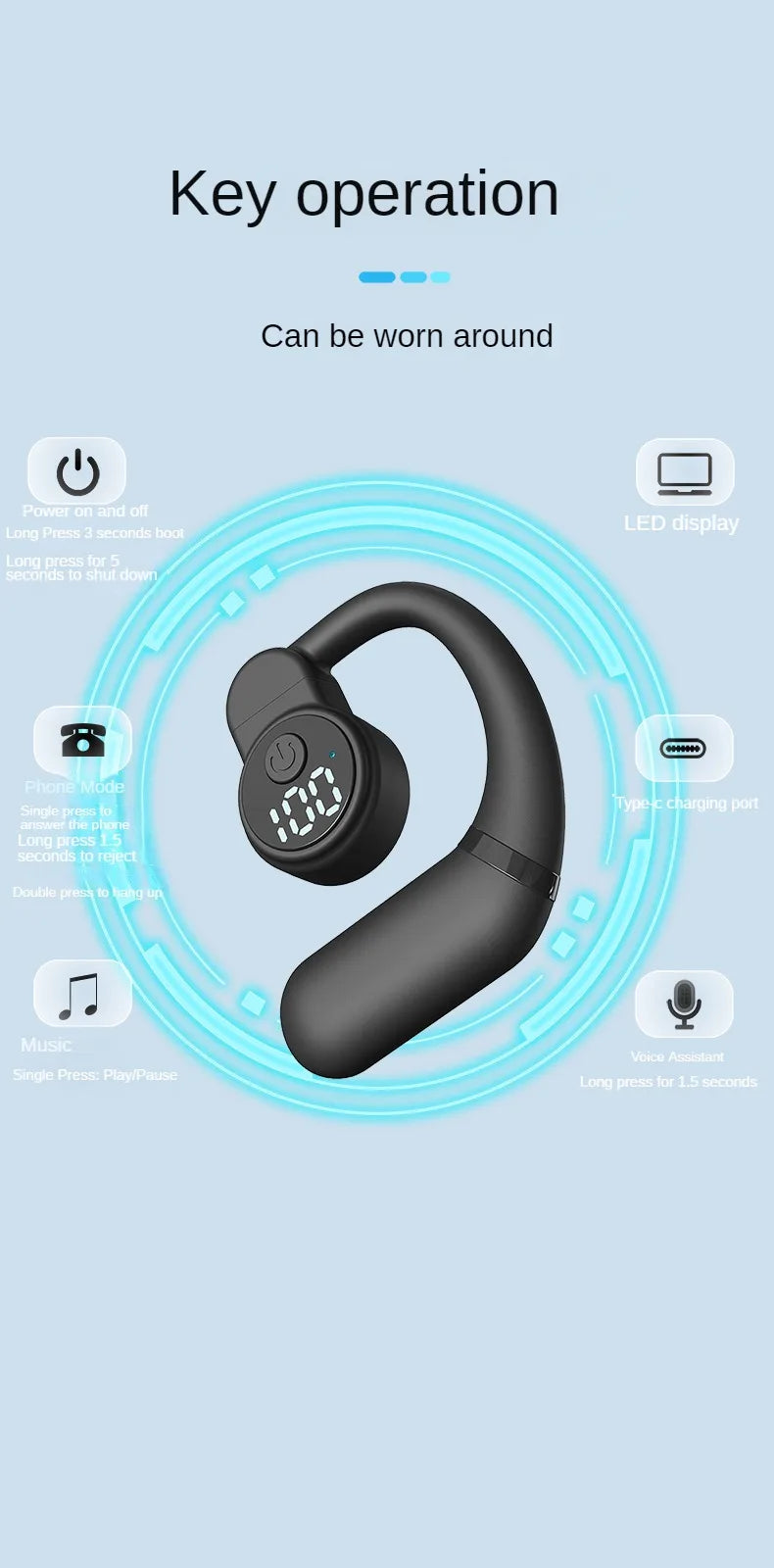 Kebidumei HOWS02 Ear Hook Wireless Headphones