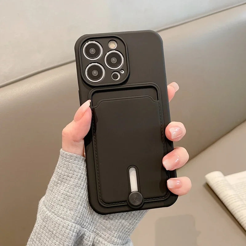 iPhone 16 15 14 Silicone Card Holder Case with Full Camera Protection — iPhone 16 Silicone Card Holder Case