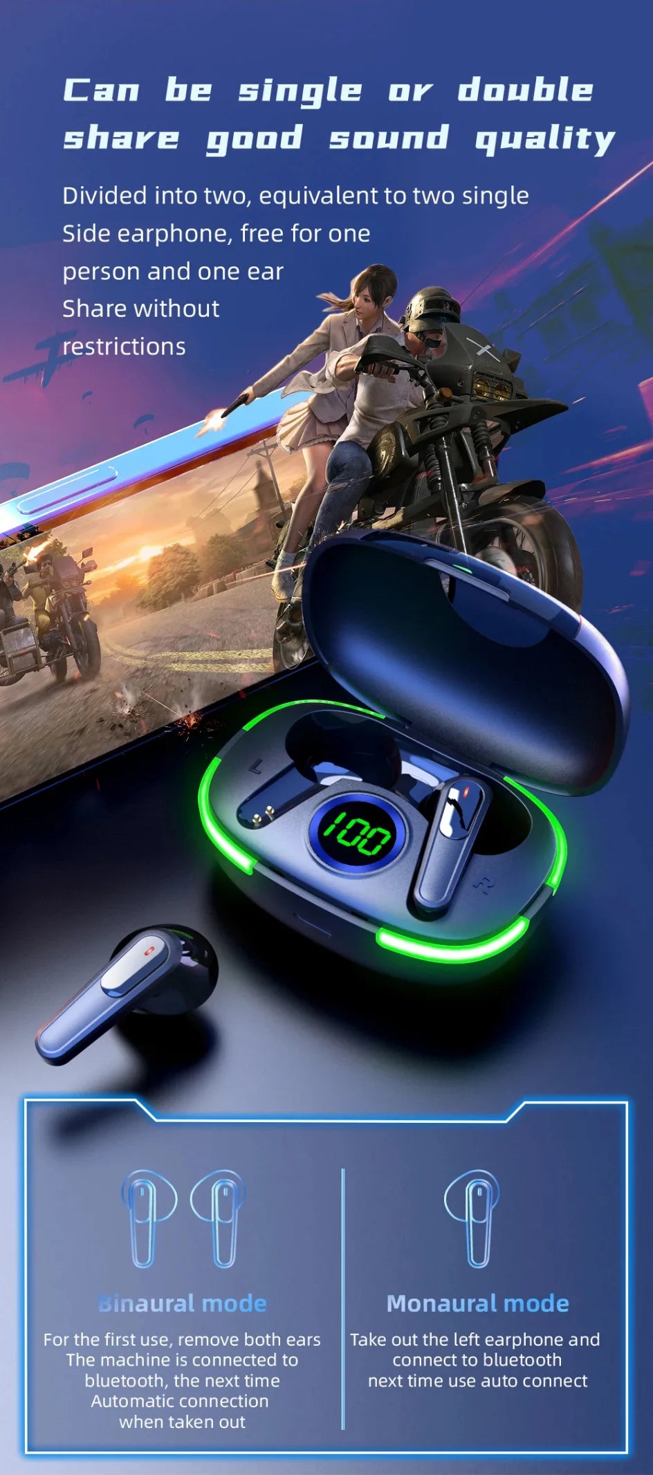 DJKD Bluetooth Earphones with Mic