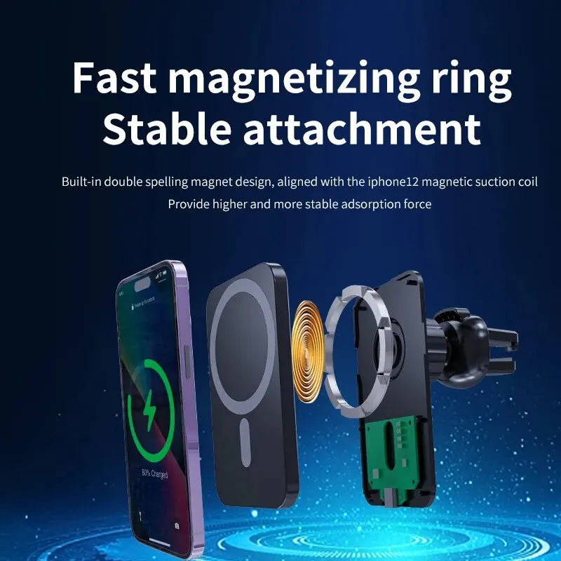 MagSafe Car Charger, 15W Magnetic Wireless Vent Mount