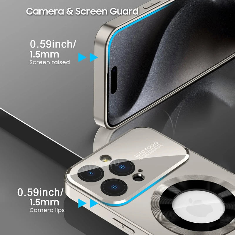 QIXTWO Luxury Glass Camera MagSafe iPhone Case | Tempered Glass Lens Shockproof Cover iPhone 17–11