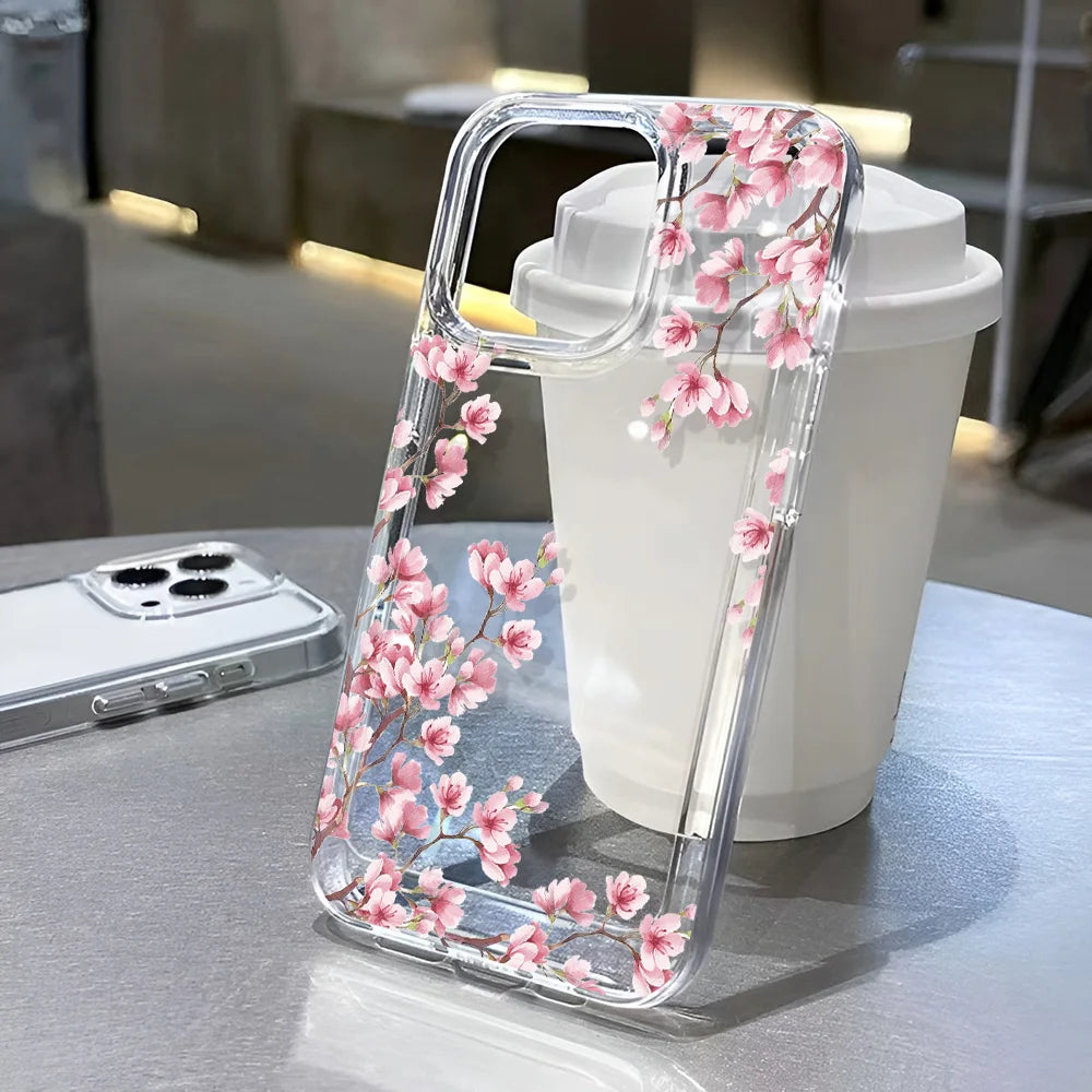 Floral Clear iPhone Case - Shockproof Silicone Bumper for iPhone