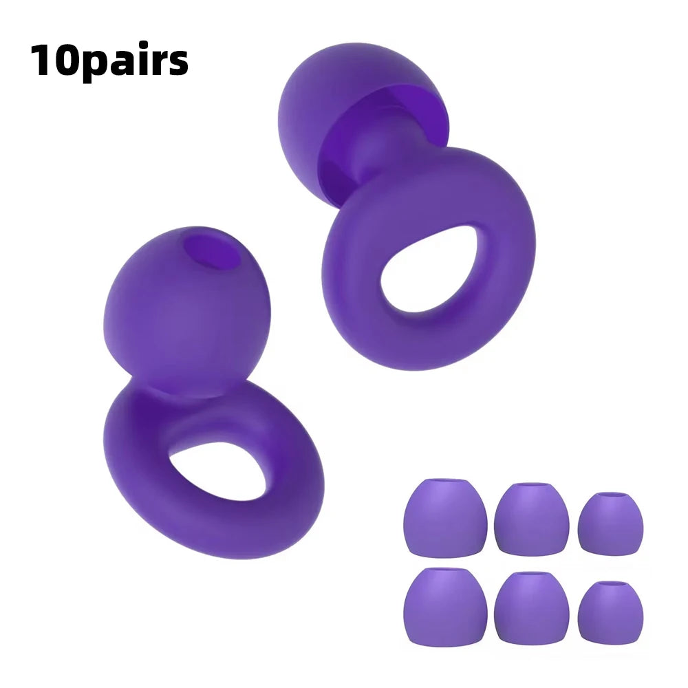 Silicone Earplugs 4 Sizes Hypoallergenic Reusable Noise Reducing