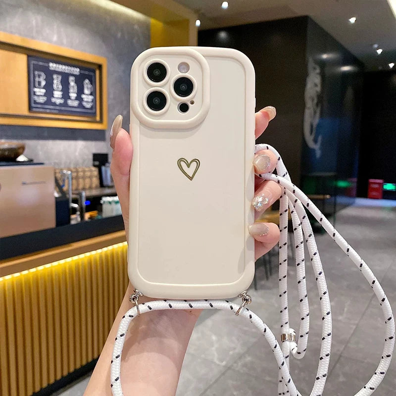 Magsafe Accessories - Love Heart Crossbody Phone Case for iPhone 17, 16 Pro Max