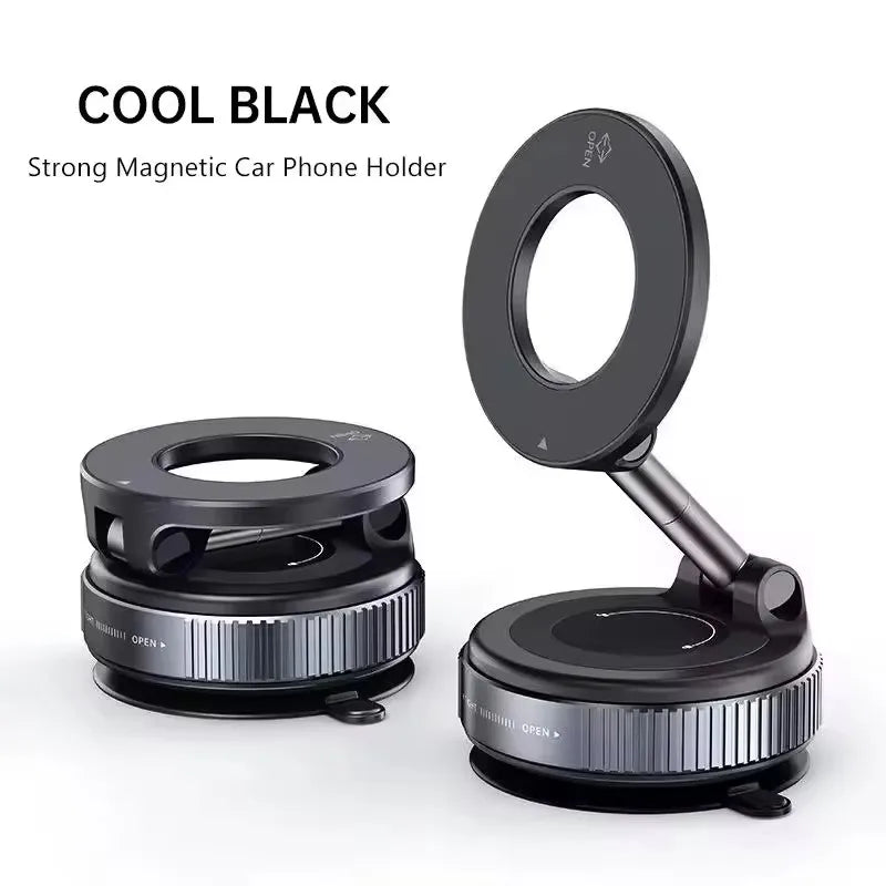 Aluminum Magnetic Car Phone Mount - 16 Magnets, Suction Cup
