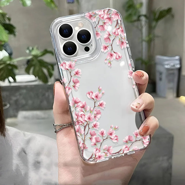 Floral Clear iPhone Case - Shockproof Silicone Bumper for iPhone