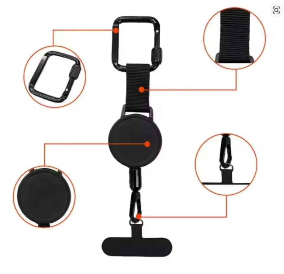 Retractable Phone Leash with Anti-Theft Tether and Belt Clip