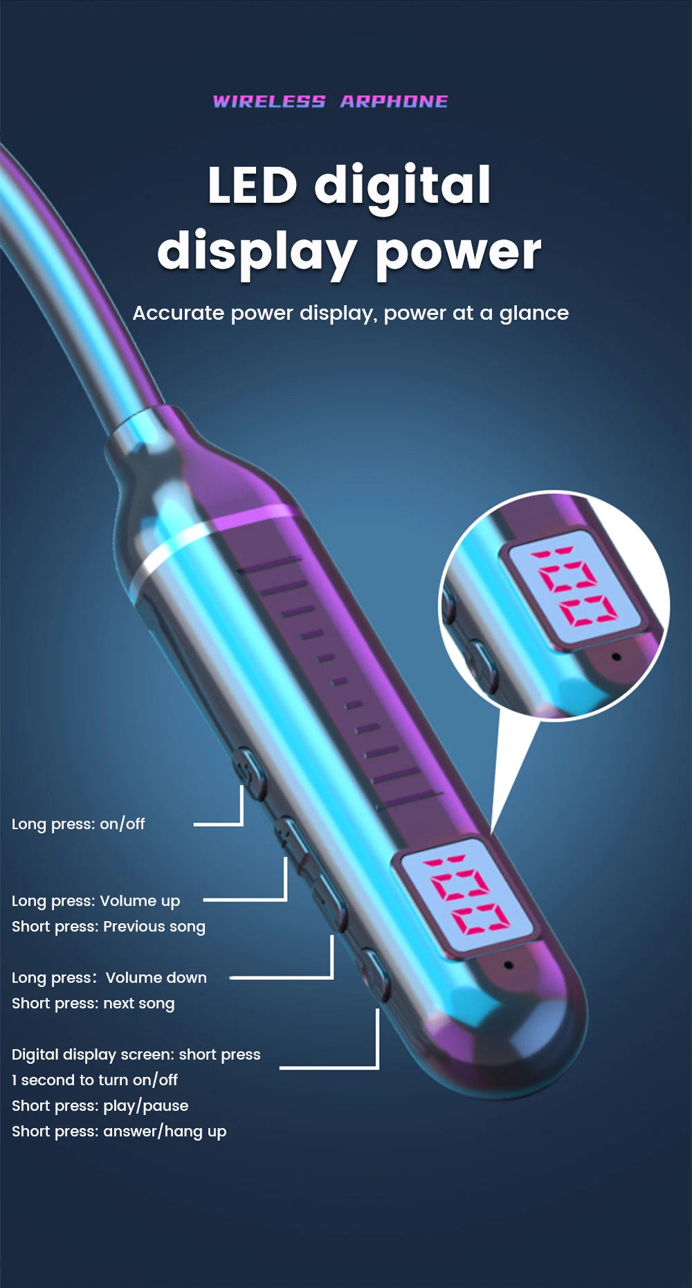 HKFZ Wireless Earbuds with Volume & Playback Controls
