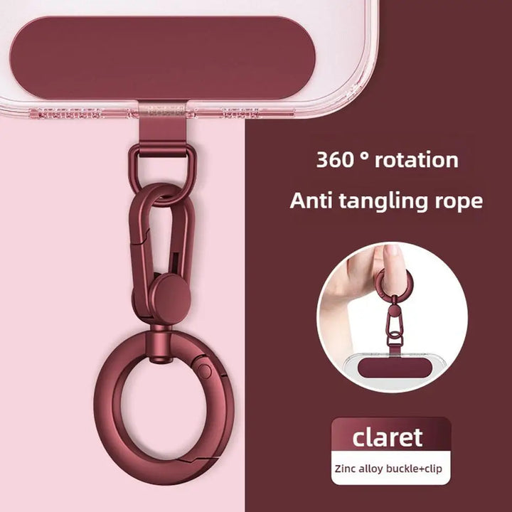 Metal Phone Lanyard Buckle Patch | 360° Rotatable Zinc Alloy Clip Hook | Universal Phone Accessory