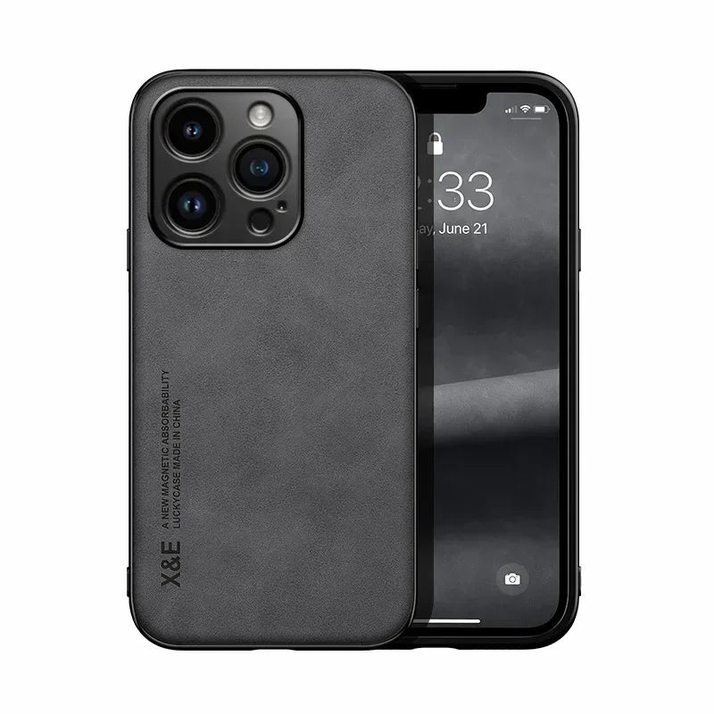 Buy Luxury Leather iPhone Case 2026 – Magnetic Car Holder | Free Shipping & Fast Delivery