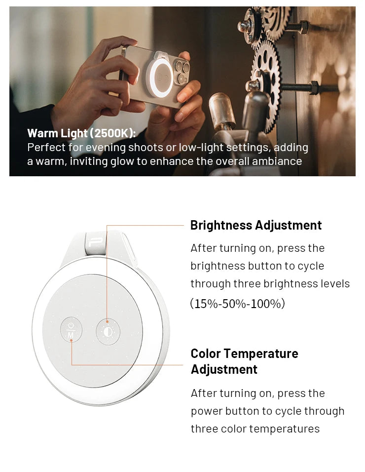 PGYTECH Magnetic MagSafe LED Fill Light for iPhone - Professional Lighting