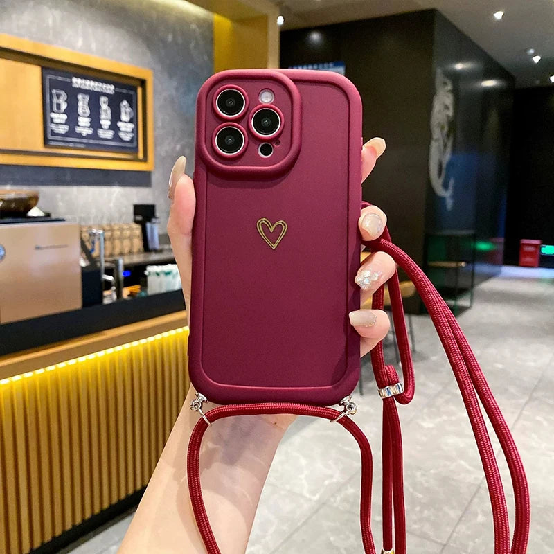 Magsafe Accessories - Love Heart Crossbody Phone Case for iPhone 17, 16 Pro Max