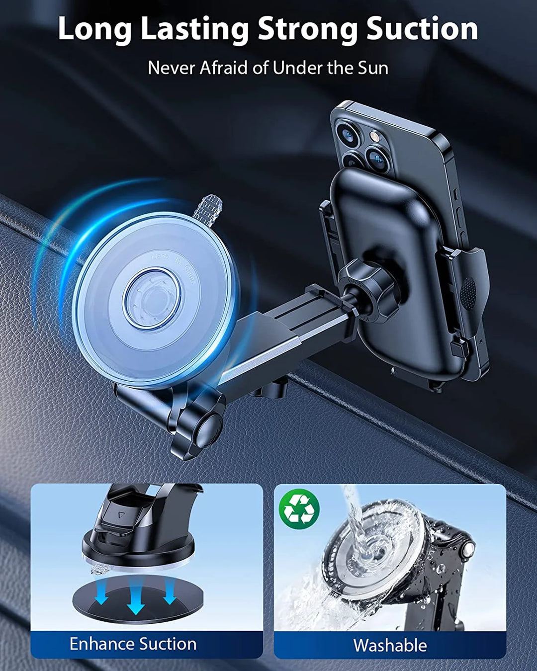 Car Phone Holder Suction Cup Mount for Safe Driving
