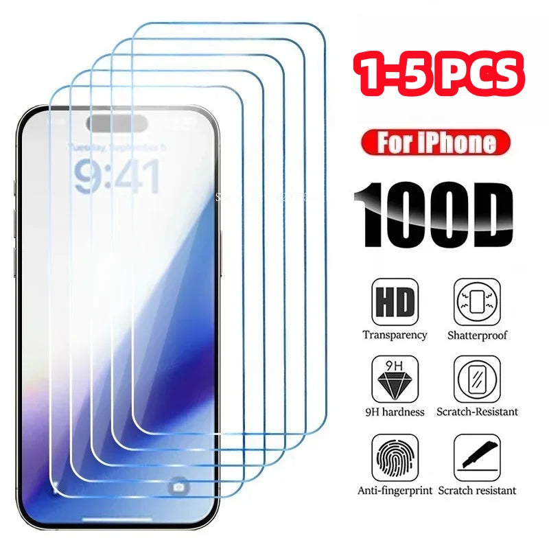 1-5 Pack Tempered Glass Screen Protector iPhone 17 16 15 14 13 12 11 X XR XS SE 8 7 6 Pro Max Mini