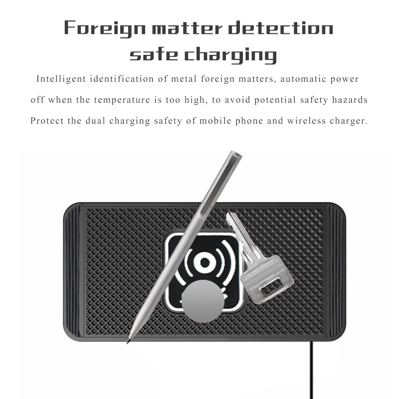 Wireless Car Charger Pad – 15W Fast Qi Charging Non-Slip Mat
