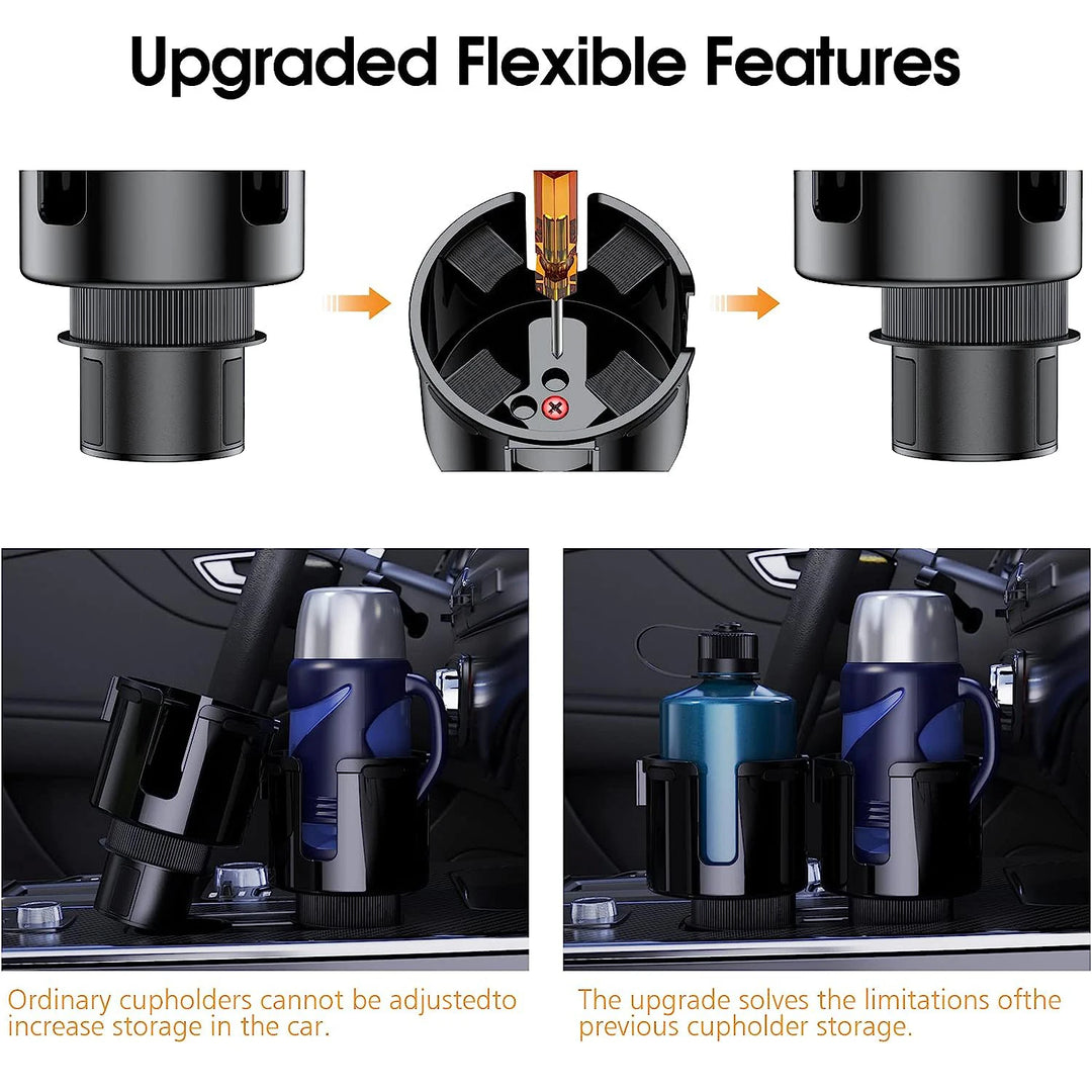Car Cup Holder Expander – 2-in-1 Organizer with Phone Holder & Drink Slot