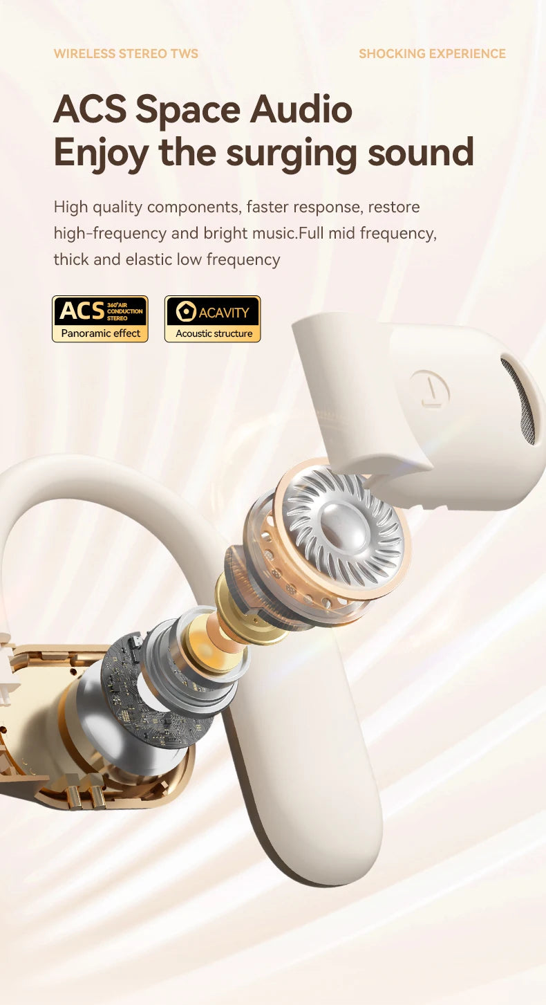 Bluetooth 5.3 Open-Ear Earphones with Active Noise Cancellation
