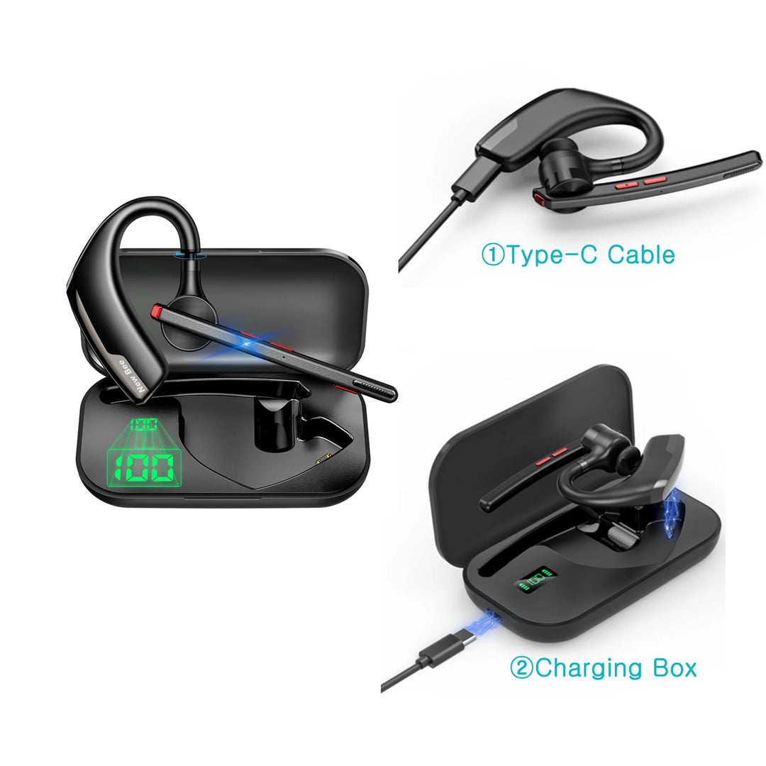 New Bee M51 Wireless Bluetooth Headset with Dual-Mic CVC8.0 Noise Cancelling for Professionals