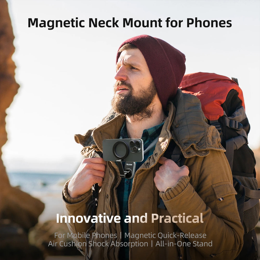 TELESIN Magnetic Neck Mount – Hands-Free POV Phone Holder