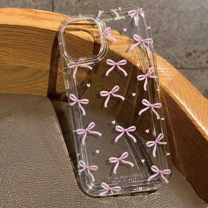 Soft Pink Heart Bow Clear iPhone Case for Women