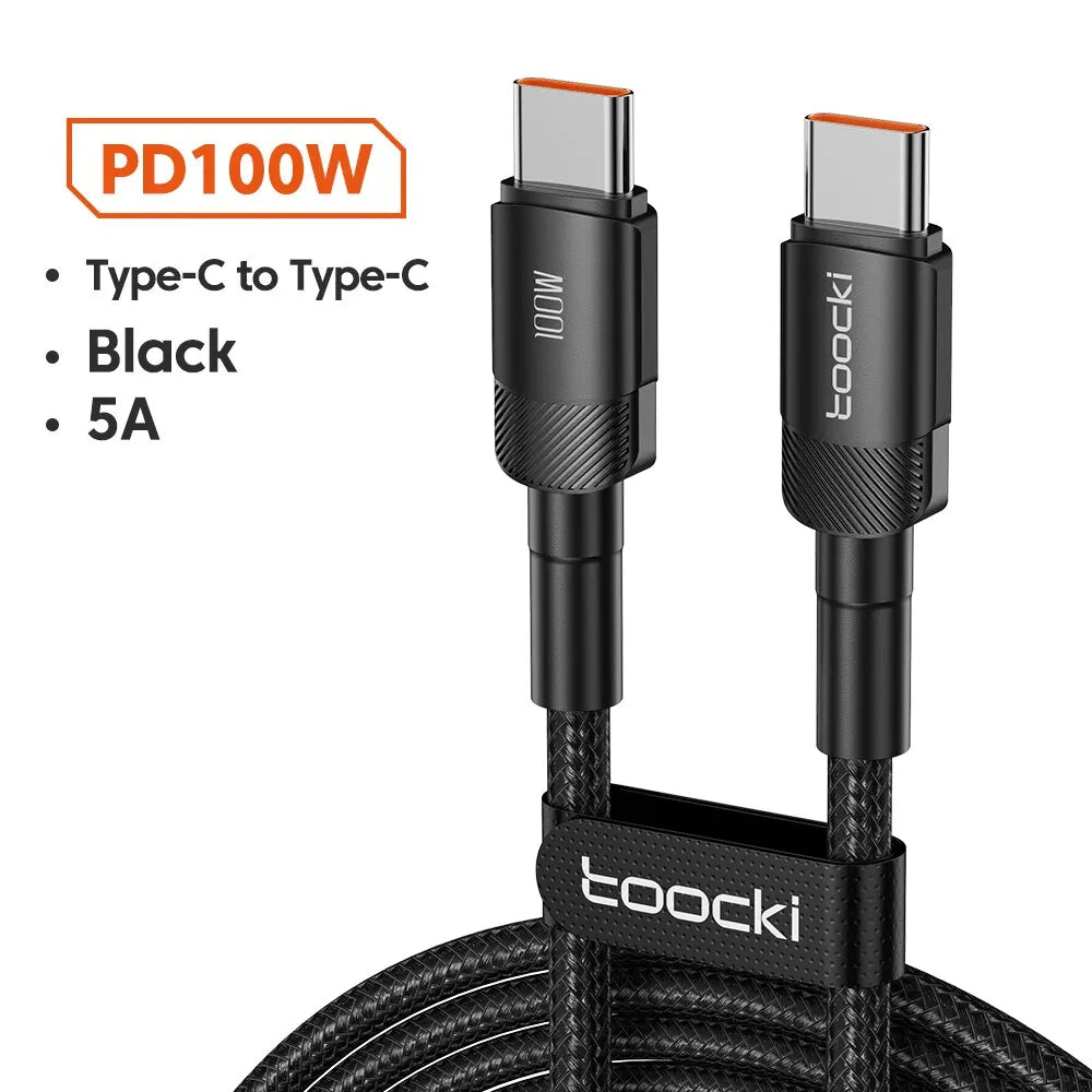 Toocki 6A USB-C Fast Charging Cable | 100W PD Braided Cord iPhone 15 Huawei Realme Oppo OnePlus