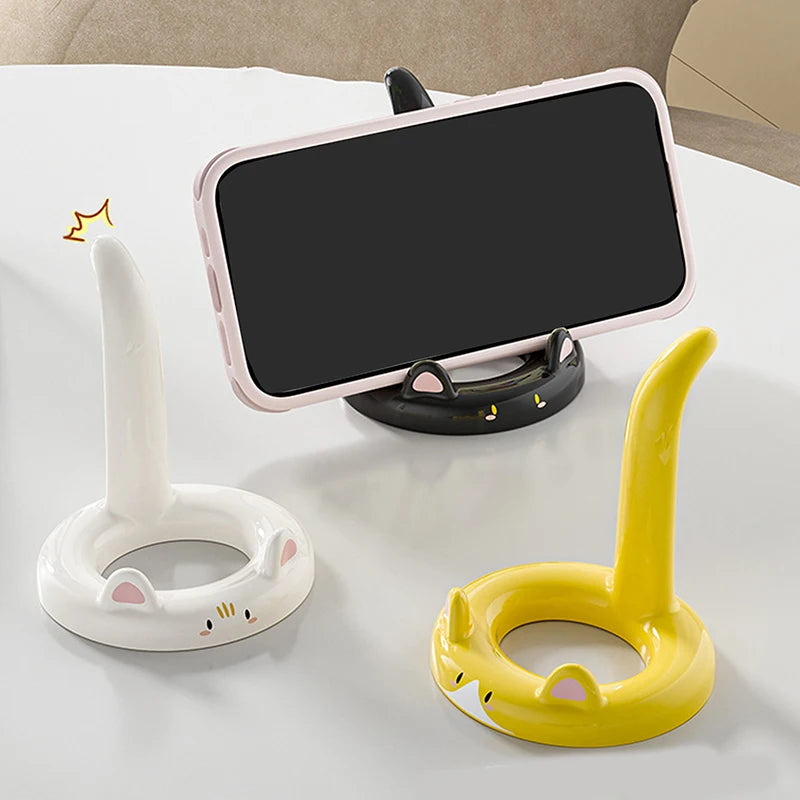 Cute Cartoon Cat Desktop Phone Holder | Creative Mini Stand Decorative Ornament | Gift Accessory