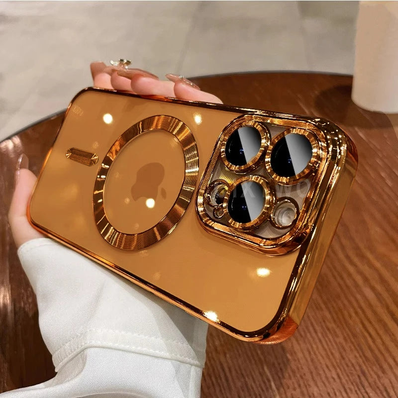 QIXTWO Luxury Plating Clear MagSafe iPhone Case | Magnetic Shockproof Transparent Cover iPhone 17–11
