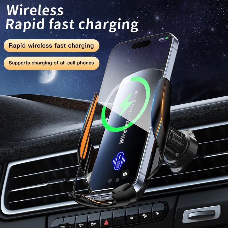 Wireless Charging Car Phone Mount – 360° Rotating Air Vent Holder with USB