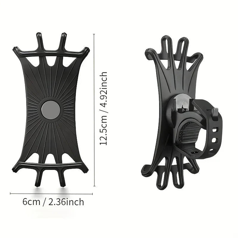 360 Rotatable Silicone Bike & Motorcycle Phone Holder – Universal Handlebar Mount